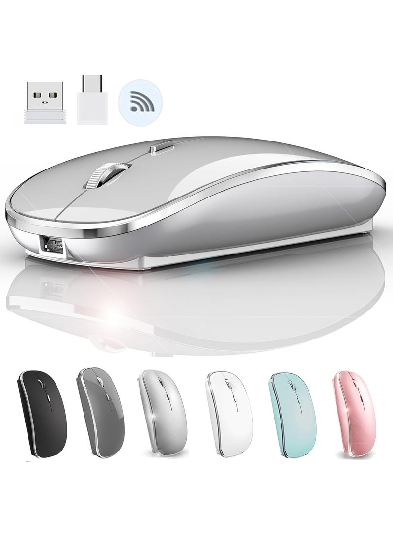 الماوس اللاسلكي لـ MacBook Pro، MacBook Air، الكمبيوتر المحمول، سطح المكتب، Chromebook، Win7/8/10/11، الكمبيوتر الشخصي - الفضة - Image 3